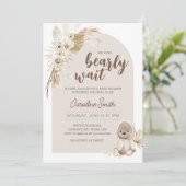 Boho Teddybeer Baby Shower Kaart (Staand voorkant)