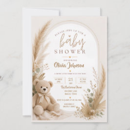 Boho Teddybeer Babyshower Uitnodiging