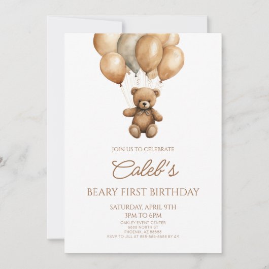 Boho teddybeer Beary eerste 1e verjaardag Kaart (Voorkant)