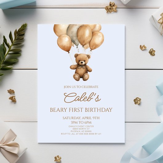 Boho teddybeer Beary eerste 1e verjaardag Kaart