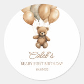 Boho teddybeer Beary eerste 1e verjaardag Ronde Sticker (Voorkant)