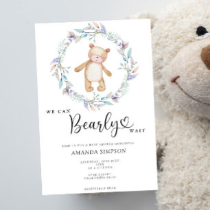 Boho Teddybeer Meisje Roze Beerlijd Baby Shower Kaart