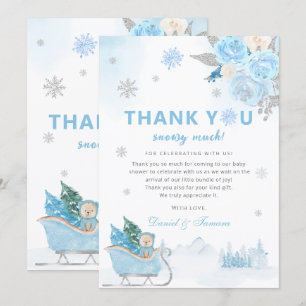 Boho Teddybeer Sneeuwvlok Winter Baby shower Bedankkaart