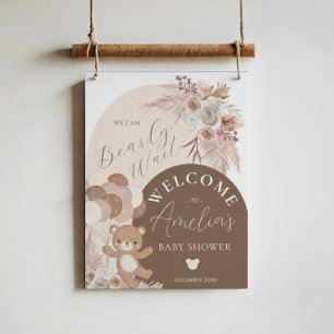 Boho Teddybeer Weinig Geduld Baby Shower Welkom Poster
