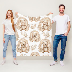 Boho Teddyshapenvlinder Regenboog Neutrale Bloemen Fleece Deken