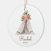 Boho Teepee Baby Girl-kerstversiering Keramisch Ornament (Links)