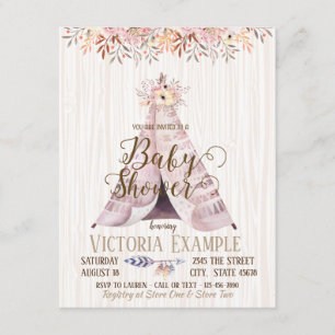 Boho TeePee Baby Shower Invitations