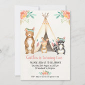 Boho Teepee Bois Animaux Anniversaire Invitation (Devant)