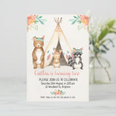 Boho Teepee Bois Animaux Anniversaire Invitation (Debout devant)