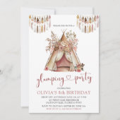 Boho teepee glamping verjaardagsfeestuitnodiging kaart (Voorkant)