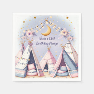 Boho teepee meisje sleepover sluimer party servet