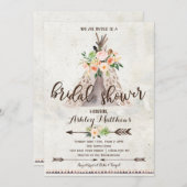 Boho TeePee nuptiale invitation à la douche (Devant / Derrière)