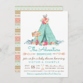 Boho TeePee Rustic Girl Baby Shower Invitations (Devant / Derrière)