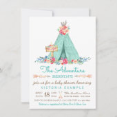 Boho TeePee Rustic Girl Baby Shower Invitations (Devant)