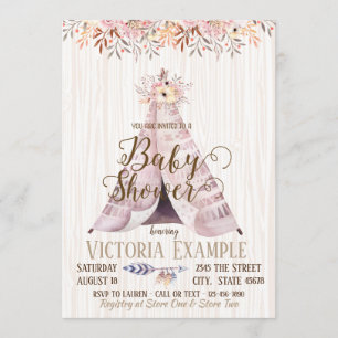 Boho teePee Tee Baby Shower Invitations non sexist