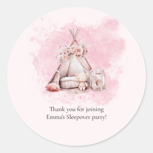 Boho Teepee tente Sleepover Favoriser autocollant (Devant)