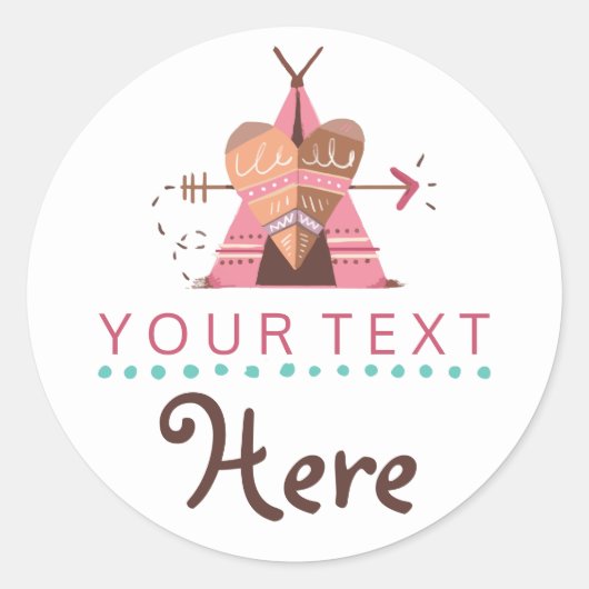 Boho Teepee Tribal Native Heart & Arrow Boutique Ronde Sticker (Voorkant)