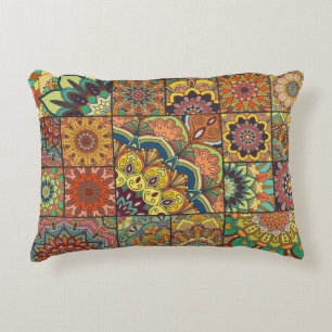 Boho tegels: kleurrijk patchwork naadloos patroon accent kussen