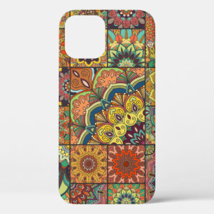Boho tegels: kleurrijk patchwork naadloos patroon iPhone 12 hoesje