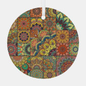 Boho tegels: kleurrijk patchwork naadloos patroon glas ornament (Achterkant)