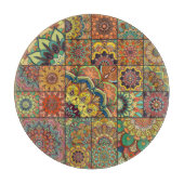 Boho tegels: kleurrijk patchwork naadloos patroon snijplank (Voorkant)