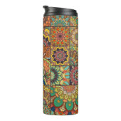 Boho tegels: kleurrijk patchwork naadloos patroon thermosbeker (Geroteerd rechts)