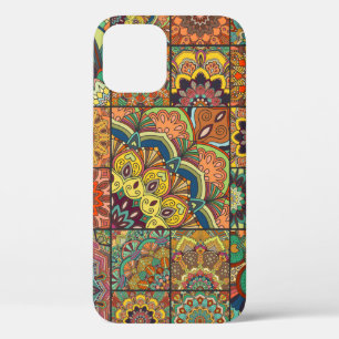 Boho tegelset en naadloos patroon. Kleurpleister iPhone 12 Hoesje