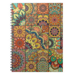 Boho tegelset en naadloos patroon. Kleurpleister Notitieboek