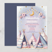 Boho Tentenmeisjes Slaapfeestje Pyjama Party Kaart (Voorkant / Achterkant)