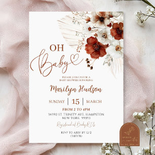 Boho Teracotta Oh Baby Baby shower Kaart