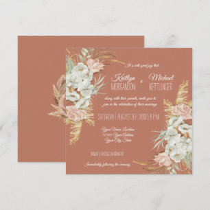 BOHO Terra Cotta Orchid Floral Pampas Palm Foliage Kaart