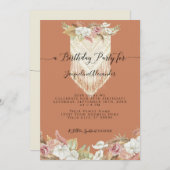 Boho Terra Cotta Tropical Floral Pampas Birthday Kaart (Voorkant / Achterkant)