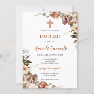 Boho Terracota Baptême espagnol Invitation