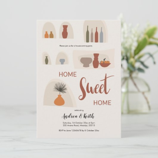 Boho Terracota House Party Invitation (Debout devant)