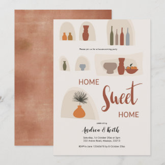 Boho Terracota Housewarming Party Invitation Kaart