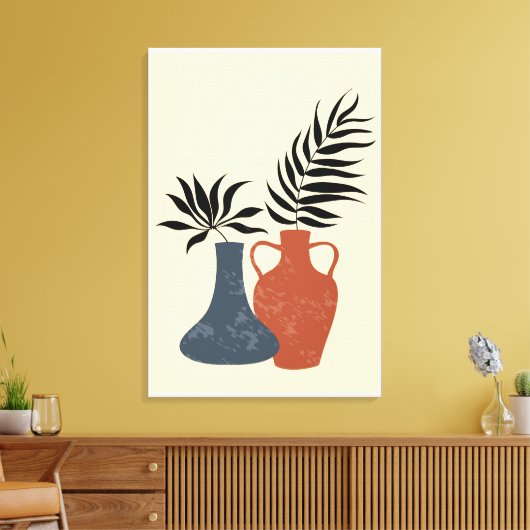 Boho Terracota Pots, met grote afwerking Canvas Afdruk (Insitu (Woonkamer))