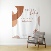 Boho Terracotta Abstract Hallo Baby Shower Vlag  Wandkleed (In situ)