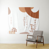Boho Terracotta Abstract Hallo Baby Shower Vlag  Wandkleed (In Situ (horizontaal))