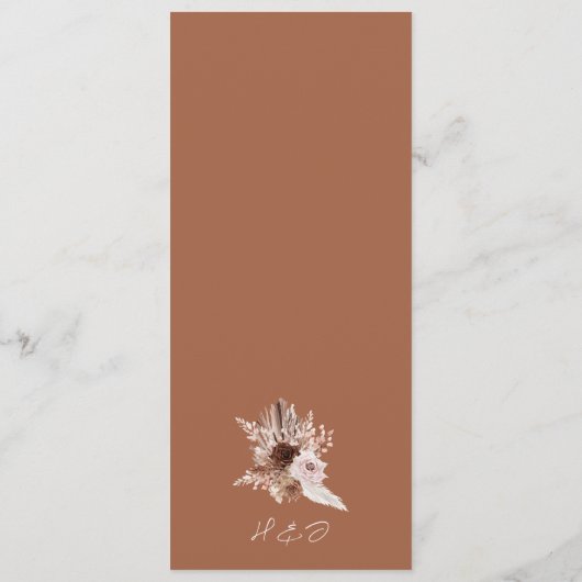 Boho Terracotta Afdrukbare Bloemen Bruiloft Menu K Kaart (Achterkant)