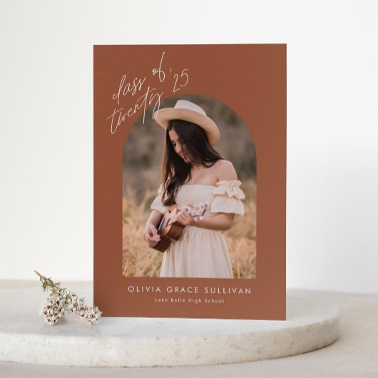 Boho Terracotta Arch Foto Afstuderen Aankondiging