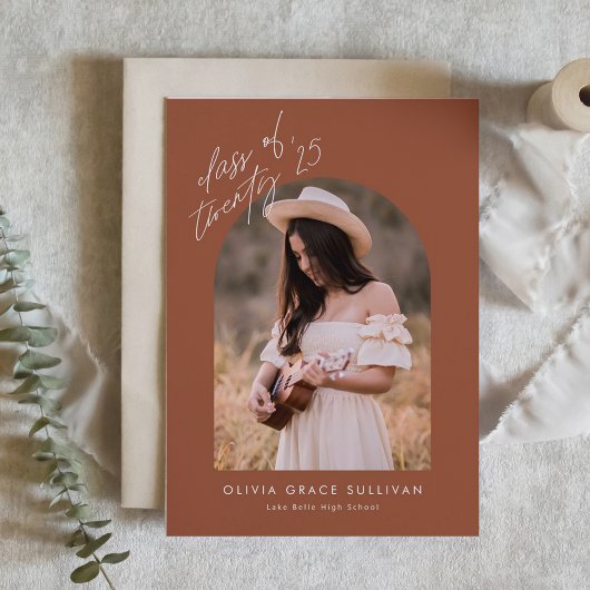 Boho Terracotta Arch Foto Afstuderen Kaart