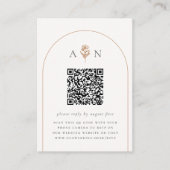 Boho Terracotta Arch & Foto QR Code Bruiloft RSVP Informatiekaartje (Voorkant)