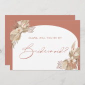 Boho Terracotta Arch Pampas Carte de femme de cham (Devant / Derrière)