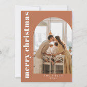 Boho Terracotta Arch Photo Famille Carte de vacanc (Devant)