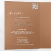 Boho terracotta arch photo QR code wedding Drieluik Uitnodiging (Binnenzijde eerst)