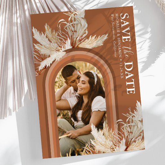 Boho Terracotta Arch Photo Save the Date