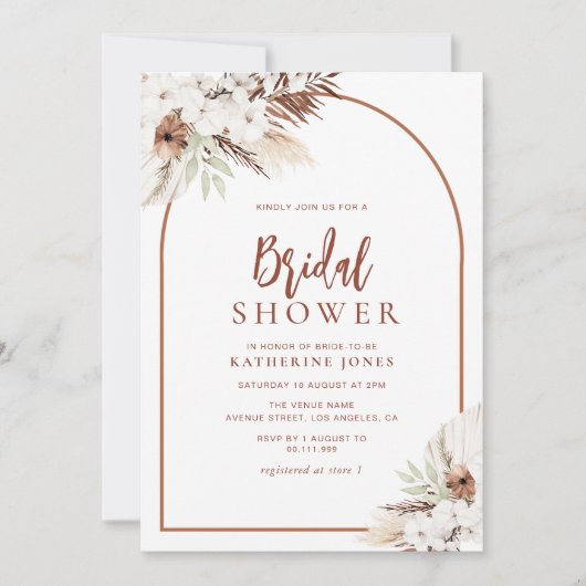 boho terracotta arche nuptiale invitation douche (Devant)