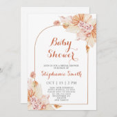 Boho Terracotta Baby shower Uitnodiging (Voorkant / Achterkant)