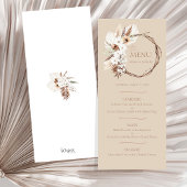 Boho Terracotta Beige Floral Wreath Mariage Menu