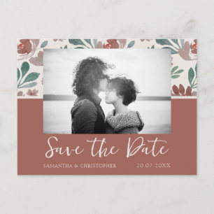 Boho Terracotta & Beige Save the Date Huwelijk Briefkaart